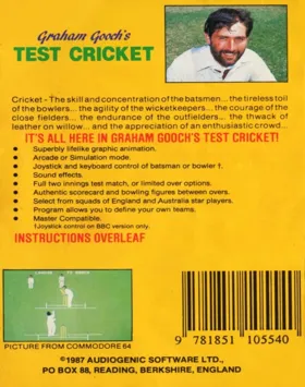 Graham Gooch's Test Cricket (19xx)(Audiogenic)[GOOCH] box cover back